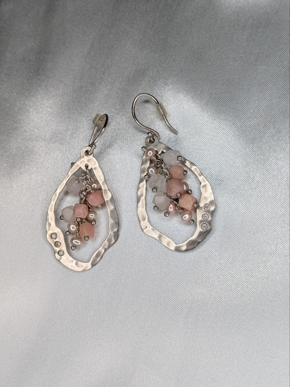 Silpada Retired Sterling Silver Rose Quartz & Pearl Dangle Earring W1429